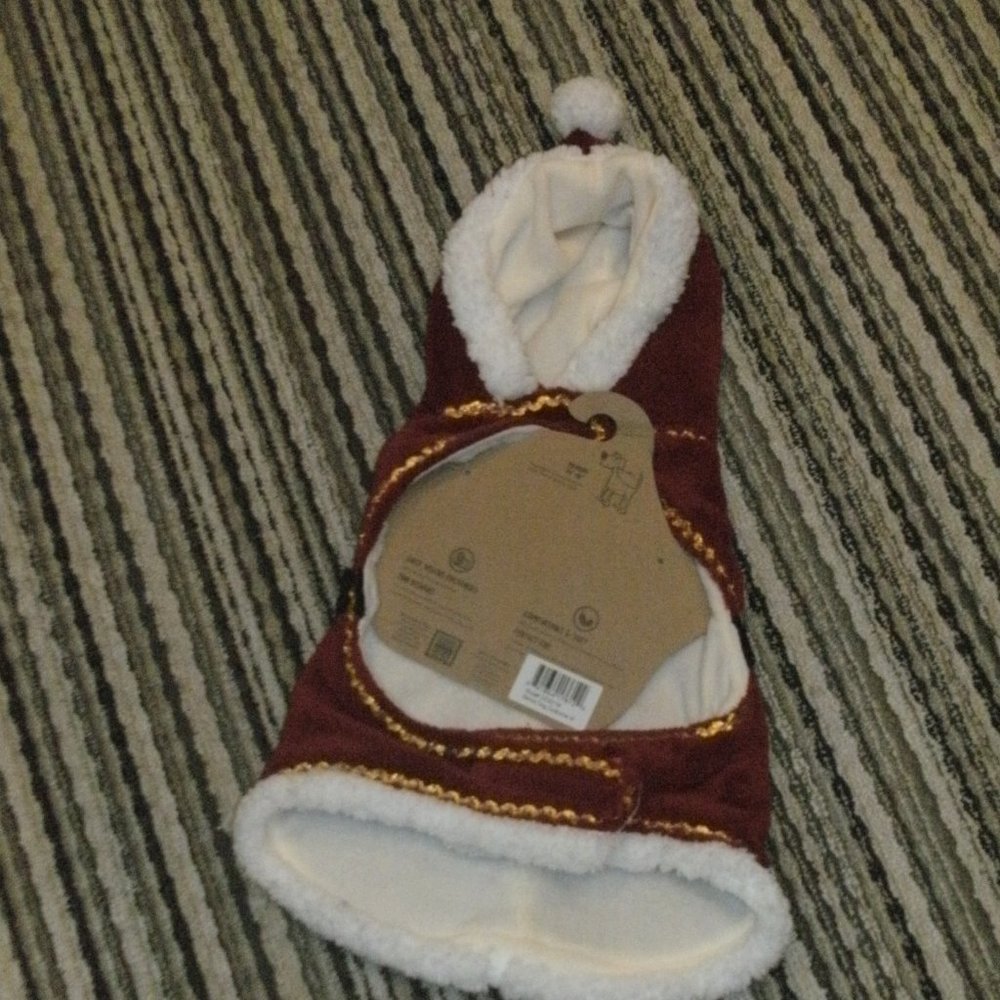 NWT Deluxe Plush Soft Cozy Santa Hooded Puppy Dog Costume Outfit size M 14-16"